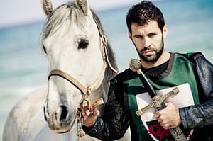 Knight with white horse 